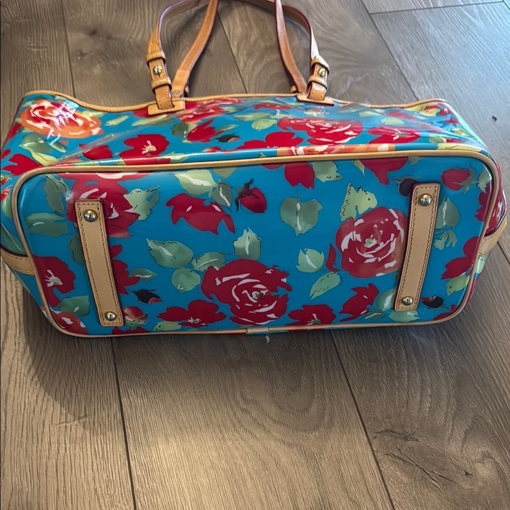 Dooney & Bourke Floral Tote Bag with Tan Straps - Picture 9 of 13